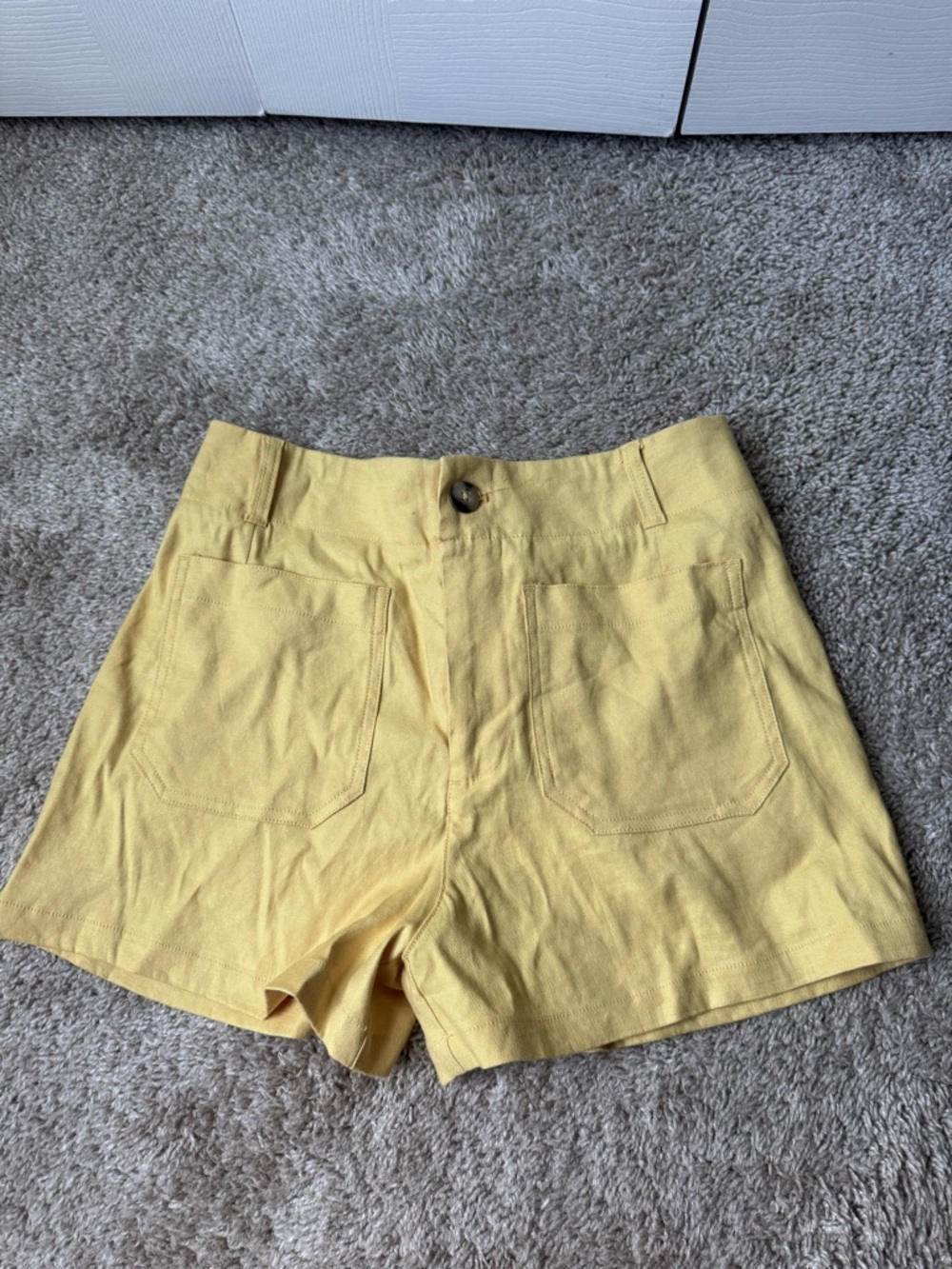 Anthropologie Yellow High-Waist Cotton Shorts